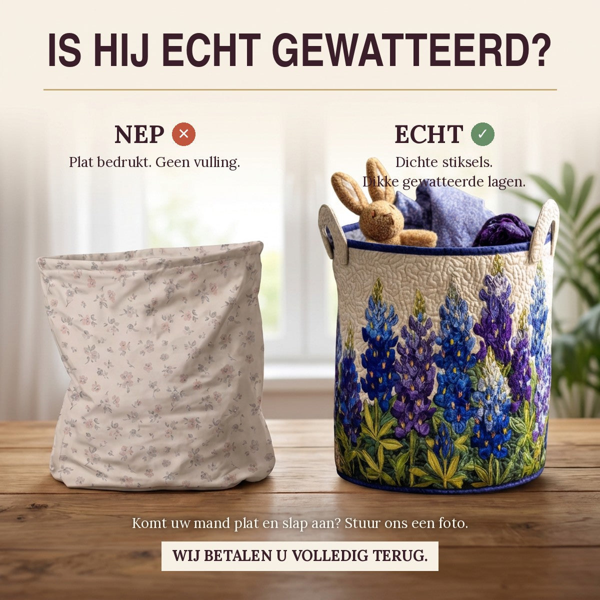 Gewatteerde wasmand Droom van blauwe lupines