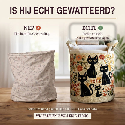 Gewatteerde wasmand Katten tussen de bloemen