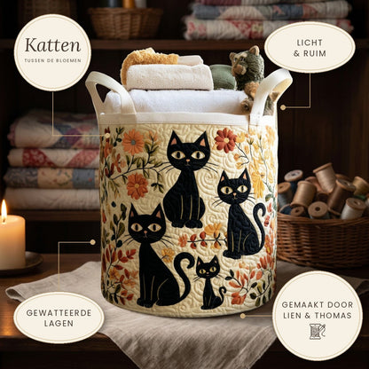 Gewatteerde wasmand Katten tussen de bloemen