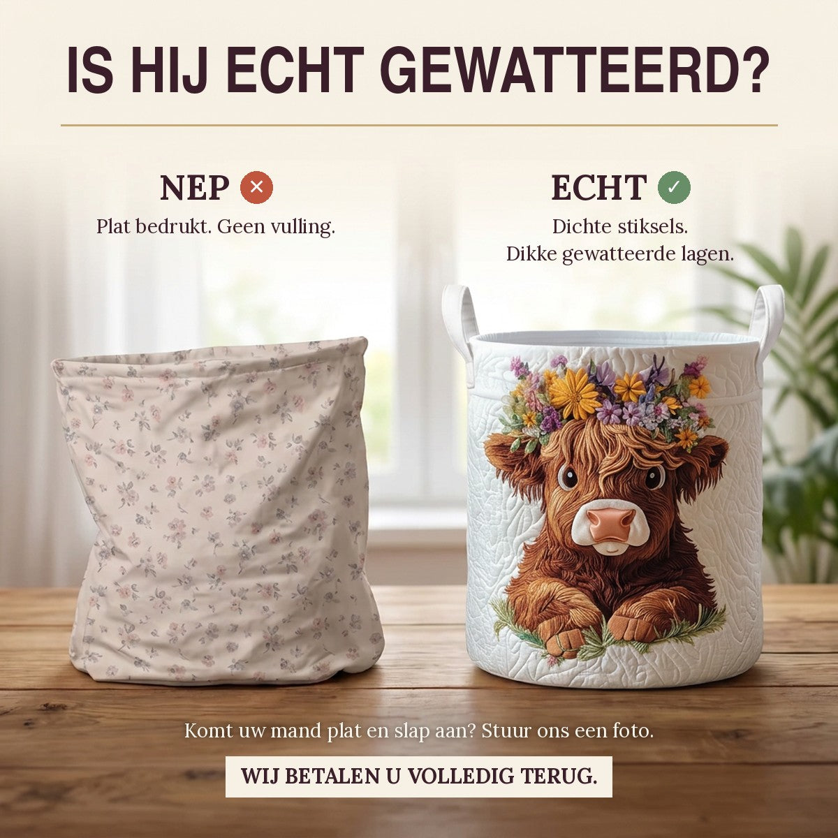 Gewatteerde wasmand Knus kalfje