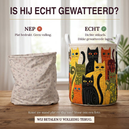 Gewatteerde wasmand Knus kattenfeest