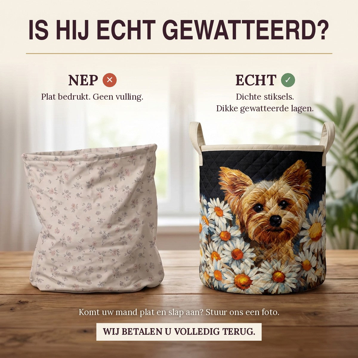 Gewatteerde wasmand Yorkshire in bloemen