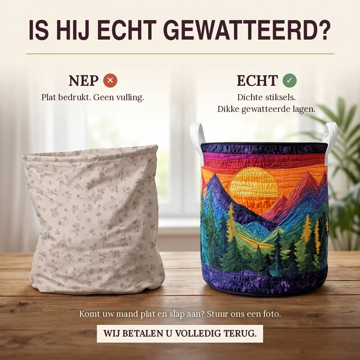 Gewatteerde wasmand Gouden toppen