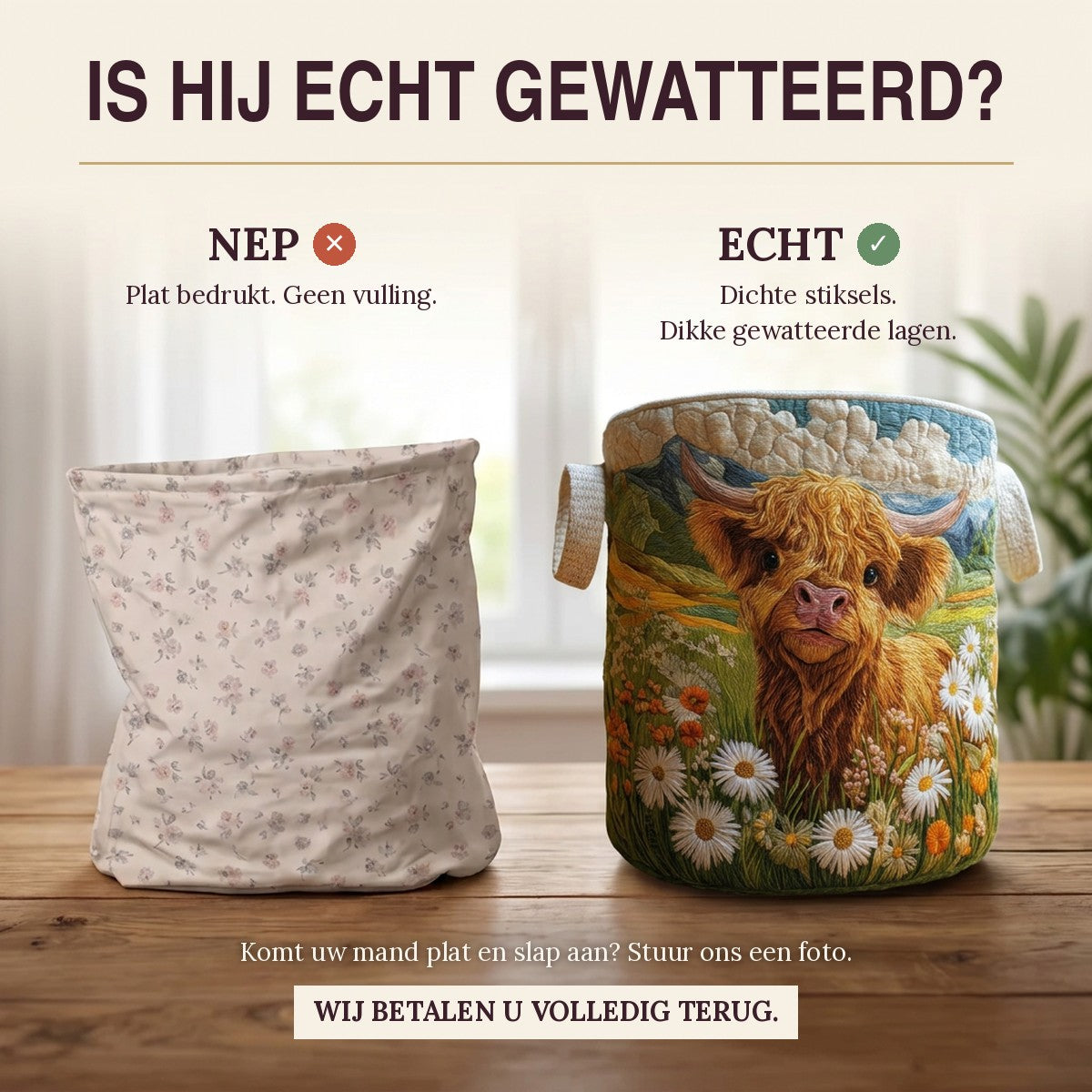 Gewatteerde wasmand Highlands in bloei
