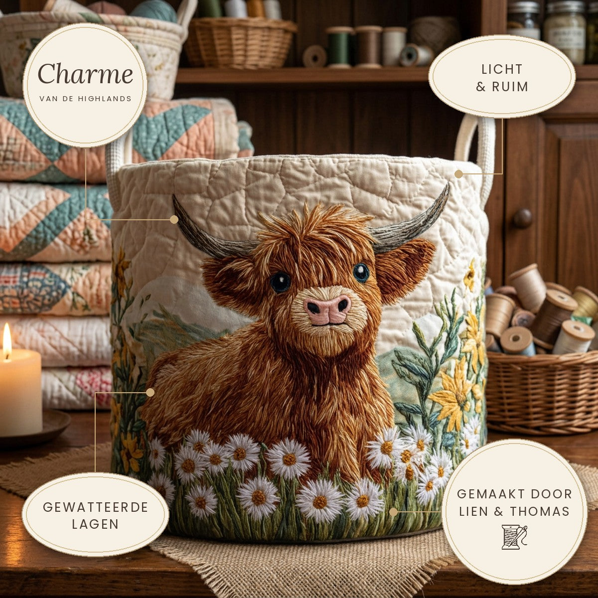 Gewatteerde wasmand Charme van de Highlands