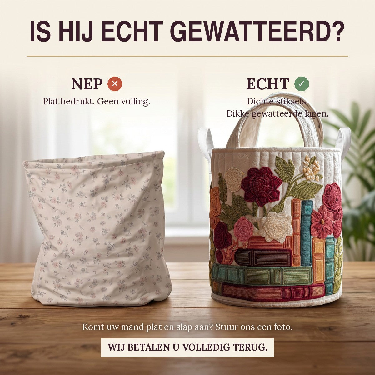 Gewatteerde wasmand Verhalen van bloemblaadjes