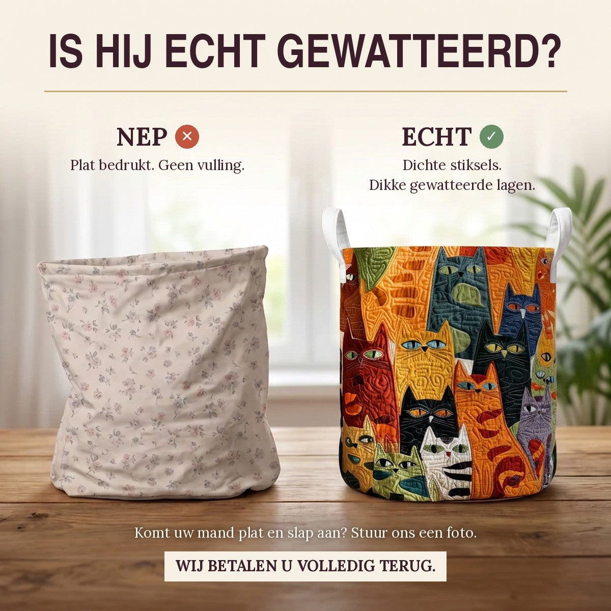 Gewatteerde wasmand Kattenbende