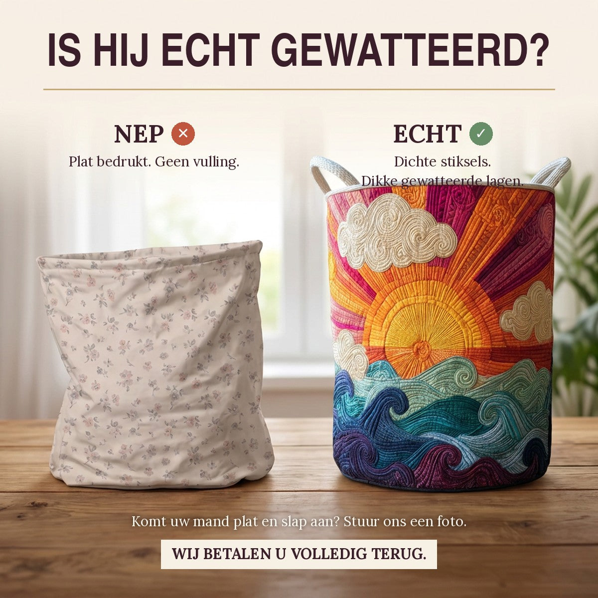 Gewatteerde wasmand Stralende zon