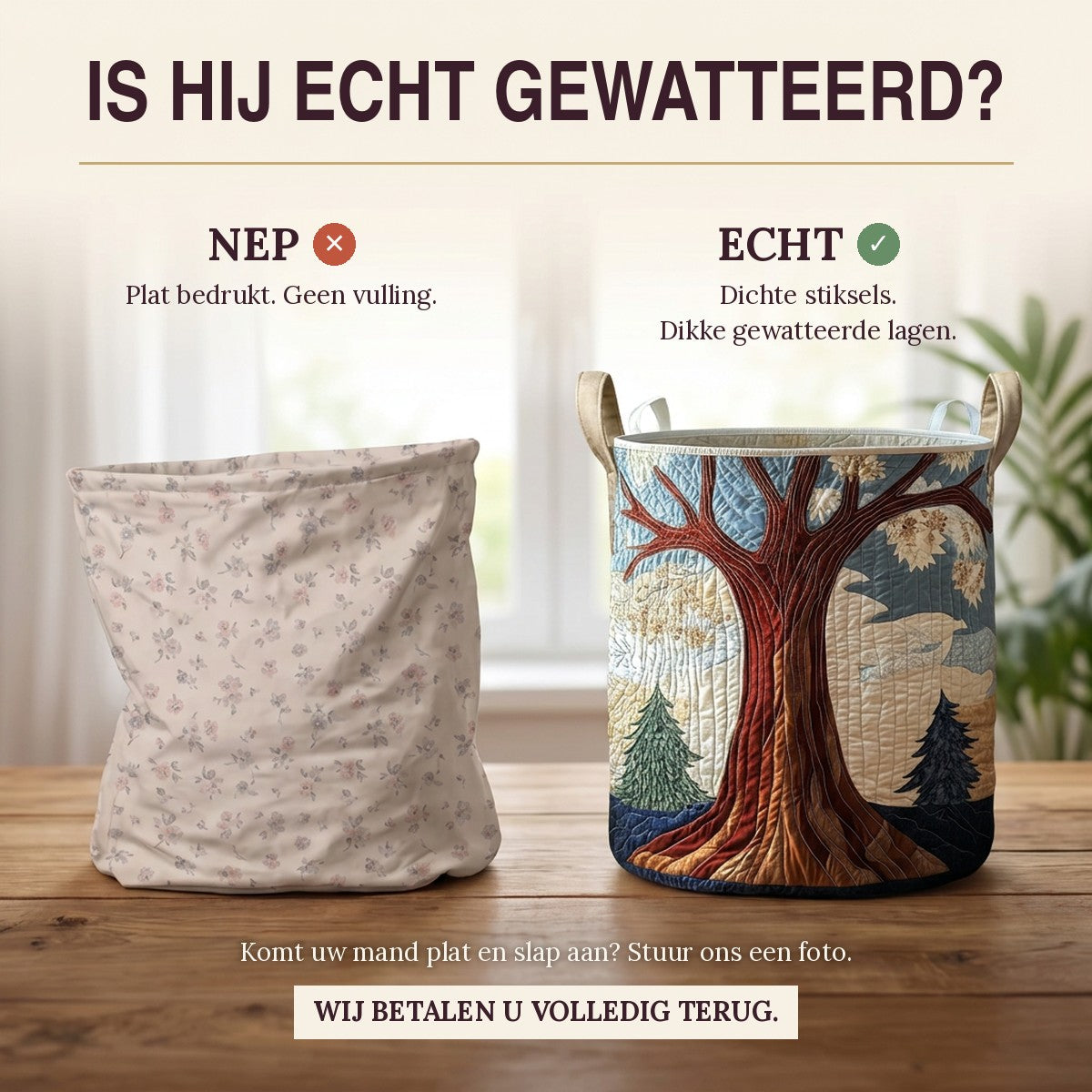 Gewatteerde wasmand Licht uit de wortels