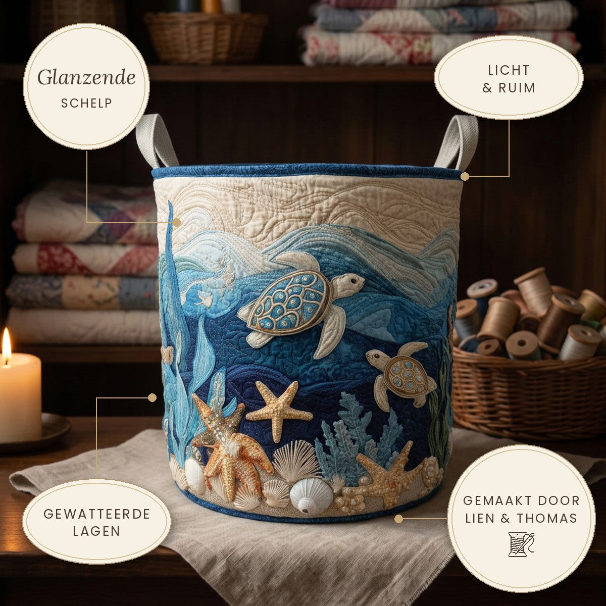 Gewatteerde wasmand Glanzende schelp