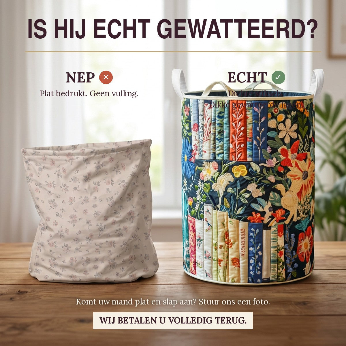 Gewatteerde wasmand Verhalen in bloei