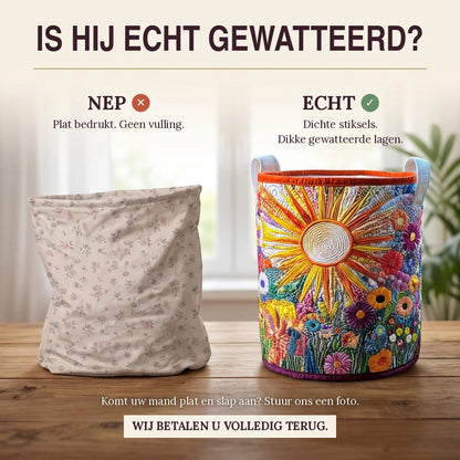 Gewatteerde wasmand Bloeiende zonnebloemen
