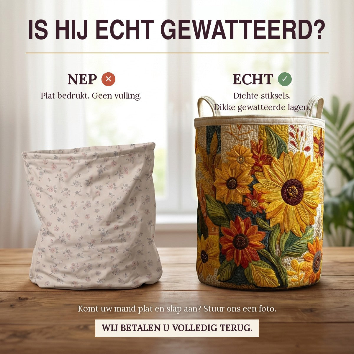 Gewatteerde wasmand Zonnebloemdroom