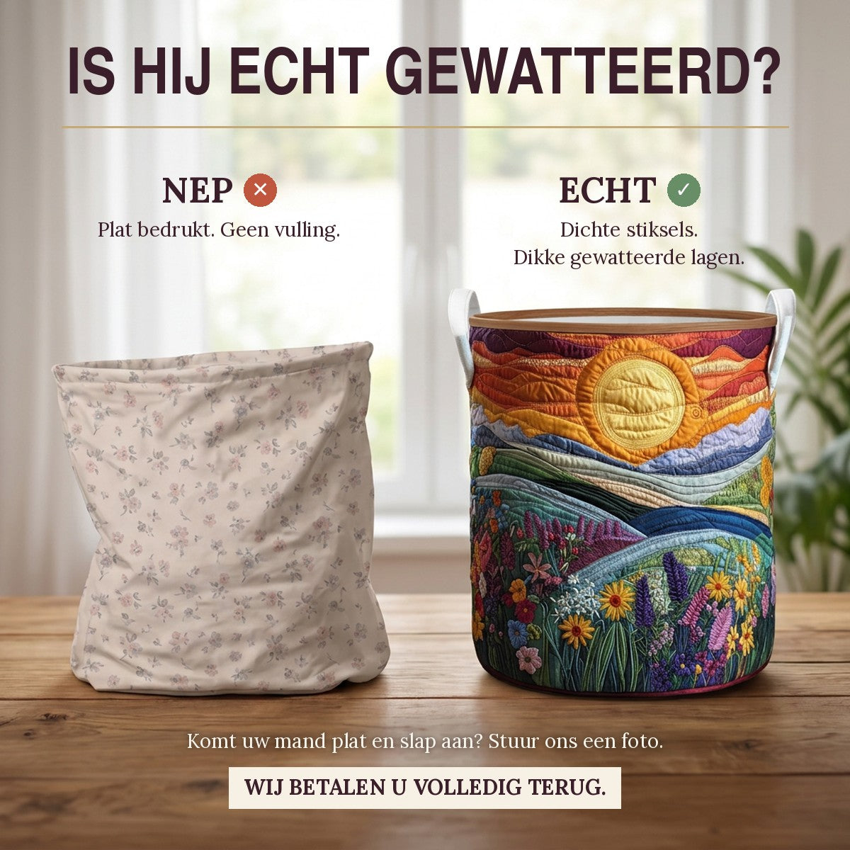 Gewatteerde wasmand Velden bij zonsondergang